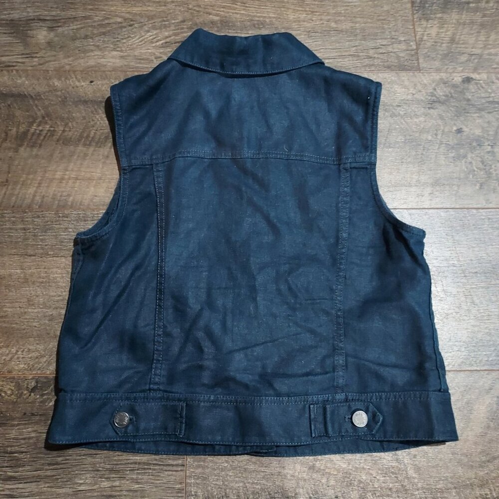 J Jill Linen Vest  Classic Short American Style Women XS Shank  Buttons - Picture 7 of 7